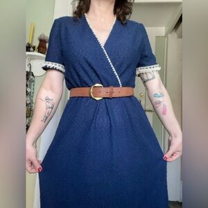 Vintage Leslie Fay Navy Dress size small